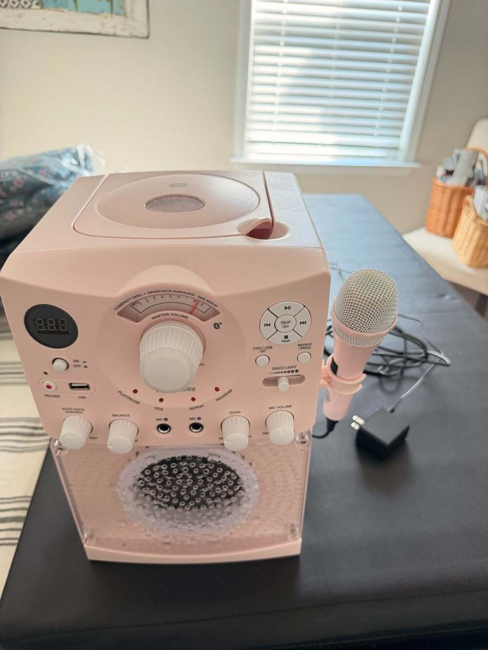 Singing Machine SML385UP Bluetooth Karaoke System White Pink